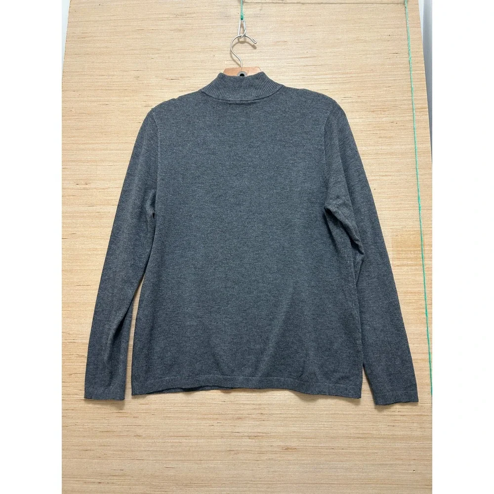 Chicos Mock Neck Sweater Womens Size 1 Medium Charcoal Gray Knit Long Sleeve Top